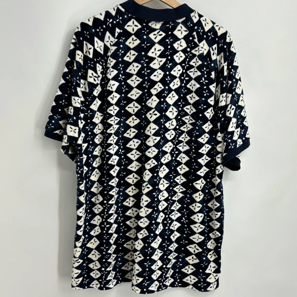 NWT J Crew polo oarsman navy terry cloth deco vacation poolside retro XXL - Picture 3 of 9